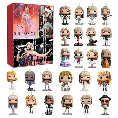 Calendrier de l'Avent 2024 Noël, compte à rebours musical avec 24 surprises, cartes 3D et ornement sapin suspendu, décoration festive pour mélomanes (C) (1/3)