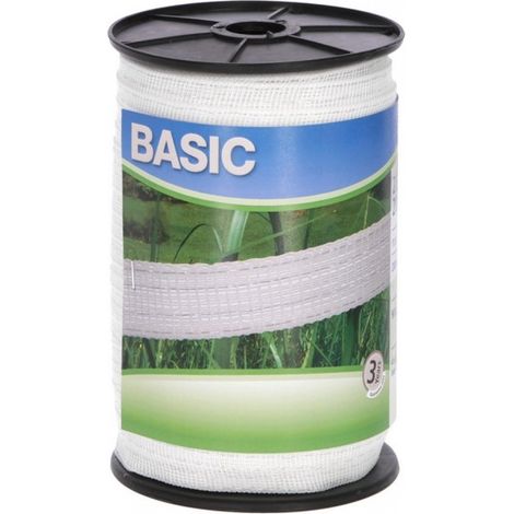 Fettuccia Elettrificata per Recinto Basic Bianca mt.200 H.Cm.4 Fili 8