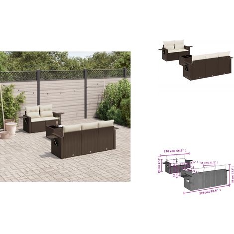 6-tlg. Garten-Sofagarnitur mit Kissen Braun Poly Rattan - Garten Sofagarnitur - Garten Sofagarnituren - Outdoor Sofagarnitur - Sofagarnitur Terrasse (1/3)