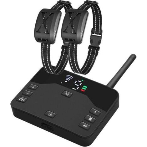Clôture électrique sans fil 2 en 1 pour chien, système de confinement des limites des animaux domestiques avec récepteur étanche rechargeable, collier de dressage réglable pour chien,un traîne-deux (1/4)