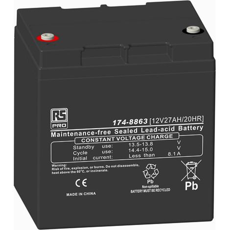 Batterie au plomb étanche RS PRO 12V 25.8Ah cyclique ( Prix pour Boîte de 1 )