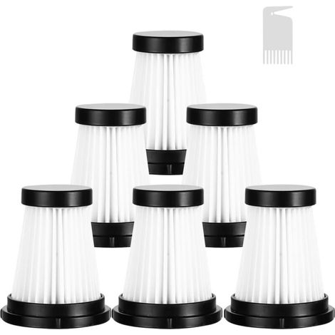 6 filtros de repuesto y 1 cepillo de limpieza para aspiradoras Moosoo K12, K12 Pro, K13 (aspiradoras a batería) y Genius Invictus One 1.0 X7/2.0 (aspiradoras inalámbricas de mano).