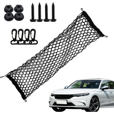 Red organizadora para maletero - Red de almacenamiento para coche - Guarda objetos - Ajuste universal - 90 x 30 cm - Negra (1/5)