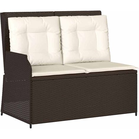 Banc de jardin，Banquette de jardin，Chaise avec coussin Marron Poly rotin CFW45995 (1/5)