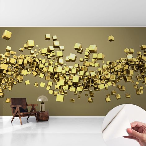 Papier peint autocollant adhésif décoratif avec motifs pour salon et chambre a motif Cubes créatifs 416x254 cm (1/5)
