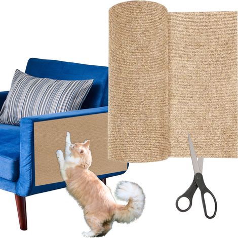Kratzmatte für Katzen, selbstklebender Kratzbaum, 200 x 40 cm, Beige [M-DRAPAK1]
