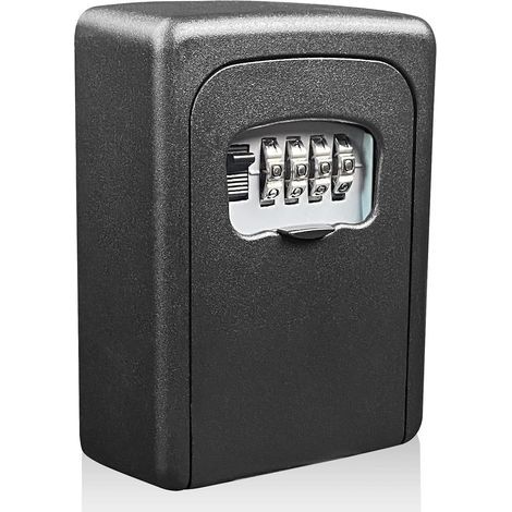 Secure Outdoor Key Box with Resettable 4-Digit Code, Wall-Mounted Waterproof and Rustproof Key Box, Secure Key Box for Home, Garages, School, Office, Spare Key (1/5)