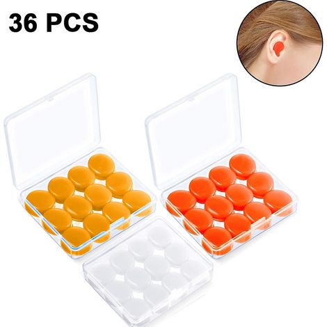 6 pares de tapones para los oídos, silicona suave reutilizable, estuche de almacenamiento, reducción de ruido para agua, natación, conciertos y dormir. (1/5)