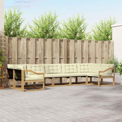 vidaXL Outdoor-Sofagarnitur mit Kissen 7 pcs Weiß und Creme (1/5)