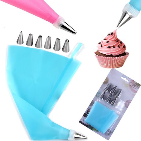 Poches à douille et embouts en TPU, bleus, pour la décoration de gâteaux et la pâtisserie. Accessoires pour la pâtisserie. (1/5)