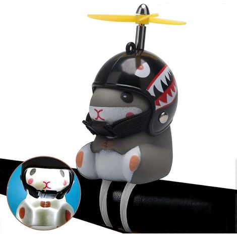 Sonnette de vélo avec lumière et casque, klaxon de vélo mignon en forme d'animal, décoration de tableau de bord, jouet, sonnette de vélo en caoutchouc [jkw] (1/5)