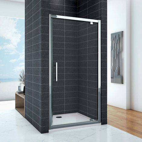 Ocean Sanitaire – Porte de douche 80x185cm – Verre de sécurité 6mm – Installation en niche – Porte pivotante – Profilé chromé anodisé (1/5)