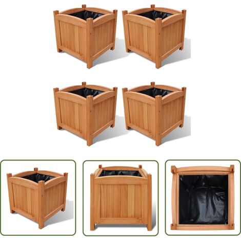 The Living Store Lits surélevés 4 pcs 30 x 30 x 30 cm - Jardiniere Surélevée - Pots De Fleurs En Bois - Bacs De Plantation - Décoration Jardin - Mobilier Extérieur (1/5)