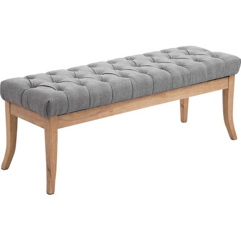 Banco Recibidor Ramses En Tela & Madera Clara Gris 120 cm
