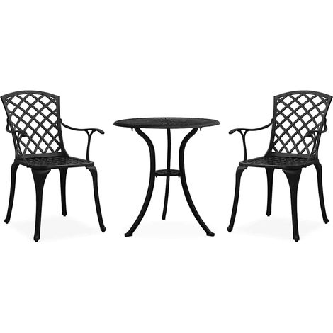 Ensemble de bistro 3 pcs-Salon de jardin bistro Aluminium coulé Noir 201089 (1/5)