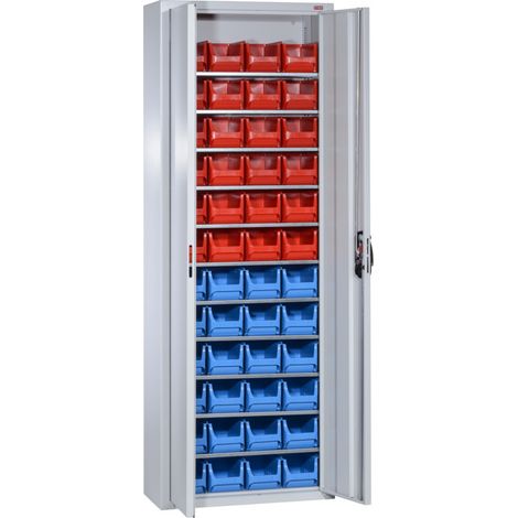Armoire avec 48 boîtes de rangement ouvertes à l'avant STIER, H1980xL700xP300mm (1/5)