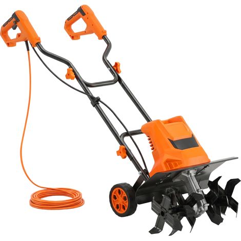 Motobineuse électrique 1500 W - Orange - 6 lames 65Mn, largeur 20 cm, profondeur 40 cm - Pour jardin, potager - Design puissant et robuste (1/5)