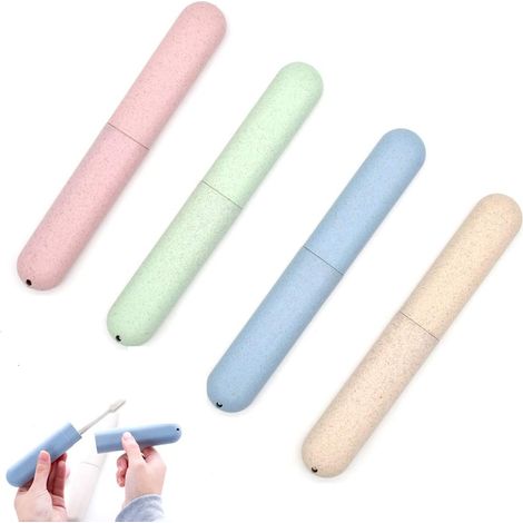 Brosse à Dents Titulaire de Voyage, 4pcs Anti-bactérien Anti-poussière Stockage Étui de Brosse à Dents Portable Boîte Rangement pour Voyage Camping École (1/5)
