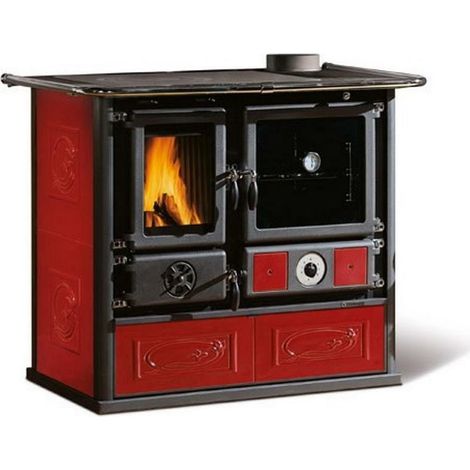 La Nordica Extraflame termocucina a legna Termorosa Dsa 15,5 kW per 444 m in maiolica liberty bordeaux