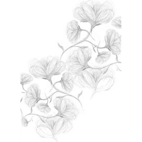 Panneau mural douche en alu-composite VIPANEL - Inspiration Nature Décor Croquis de Fleur - Finition Velvet - 100x255cm (1/5)