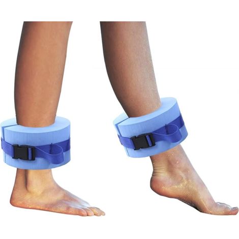 Brassards aquatiques de natation en mousse, anneau de flotteur d'aérobic aquatique, ceintures de bras de chevilles avec boucle à dégagement rapide Lot de 2, bleu