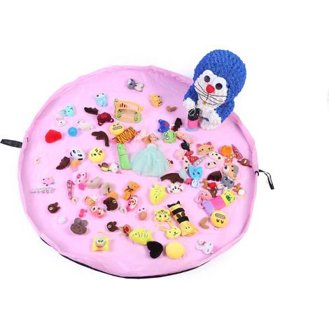 Tapis de jeu pour enfants sac de rangement de jouets pliable tapis pour enfants rangement de jouets pour enfants 60 pouces (150 cm) - Rose (1/2)