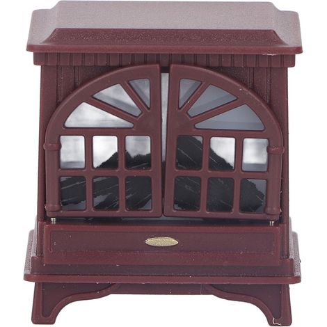 Cheminée miniature 1:12 pour maison de poupée, accessoire de décoration en plastique, mobilier miniature bordeaux. (1/5)