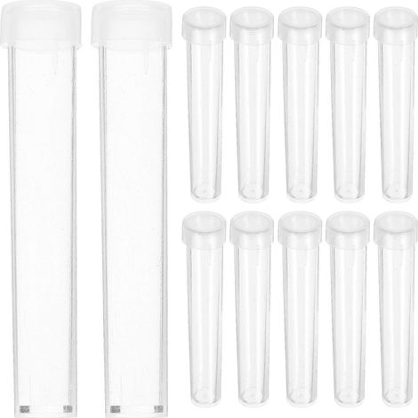 Lot de 25 tubes à essai transparents en plastique avec couvercles, pour laboratoire et expériences.-7.50X1.20X1.20CM