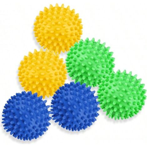 6 Boules de Linge pour Sèche-linge – Lot de 6 Pellettes en Plastique Réutilisables, Adoucissent le Tissu, Réduisent les Rides et l'Électricité Statique (1/4)