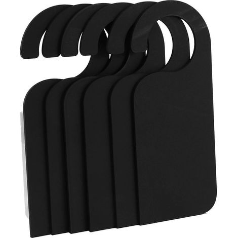 Lot de 6 panneaux mémo en bois à suspendre à une poignée de porte, noir (1/5)