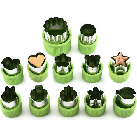 Ensemble de 12 emporte-pièces en acier inoxydable pour biscuits, fruits et légumes, idéal pour la pâtisserie. (1/5)