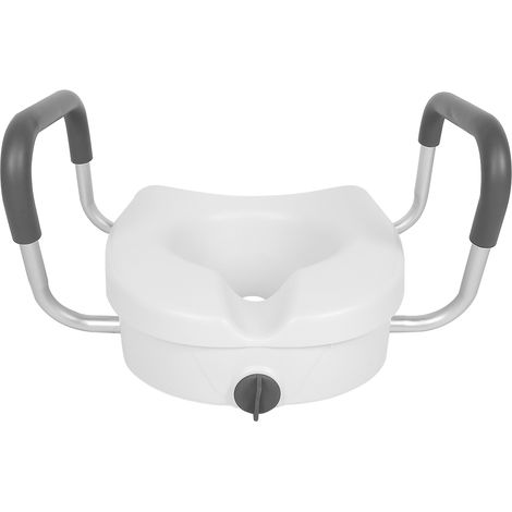 Rehausseur de toilettes surélevé réglable avec cadre de sécurité, sièges de WC surélevés pour personnes âgées, coussinets de salle de bain, hauteur ajustable, pack de 1, blanc. (1/5)