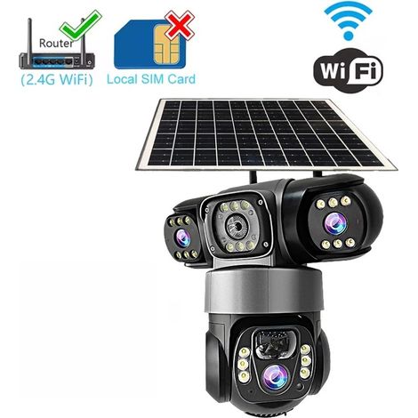 Caméra solaire panoramique avec zoom, caméra de détection à double capteur radar, caméra d'extérieur avec vision nocturne en couleur (1/5)