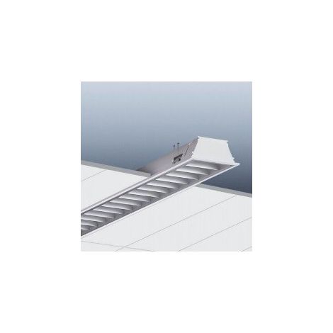 Plafonnier encastré fluo 1x28W 1200X185mm optique parabolique alu satiné mat basse Luminance ballast électronique TRILUX 4509504