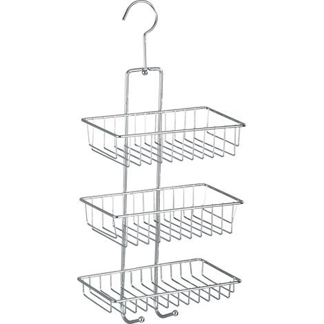 Etagère Douche avec 3 Niveaux, Etagère Douche à Suspendre sans perçage grâce au Large Crochet, Acier chromé Poli, 22 x 50 x 13,5 cm, Argenté (1/5)