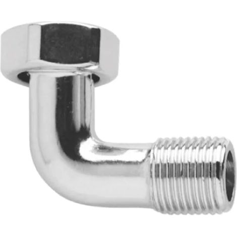 CURVA PER SCALDABAGNO IN OTTONE CROMATA MASCHIO/FEMMINA CON GIRELLO A 90  ° F. 3/4 X M.1/2   PETTINAROLI
