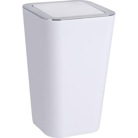 Poubelle Salle de Bain couvercle oscillant Poubelle à Couvercle basculant Plastique 6L 18x28,5x18cm Blanc (1/5)