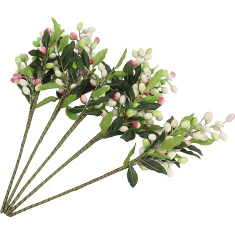 Lot de 5 baies artificielles violettes, idéales pour décorer un salon ou un bureau. (1/5)