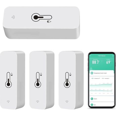 Longziming - Capteur intelligent WiFi de température et d'humidité - Thermomètre-hygromètre sans fil - Appareil de mesure du climat intérieur 2,4 GHz - Convient pour la maison, les plantes, les terrar (1/5)