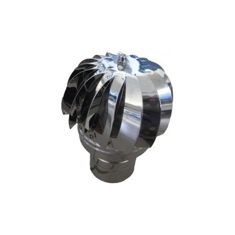 First Plast – Aspirateur éolien inox – Base cylindrique Ø100mm – Ventilation cheminée et poêle – Renouvellement d'air par vent
