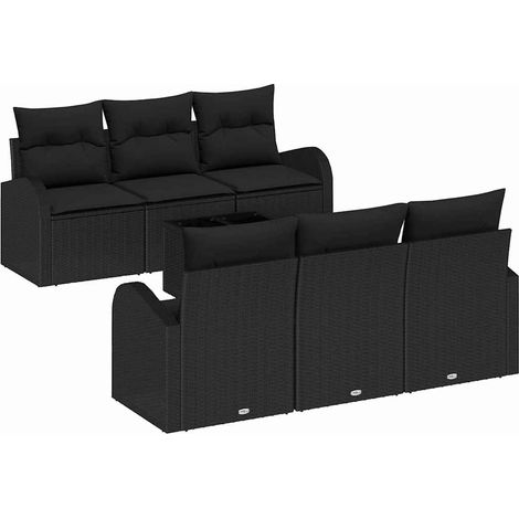 Garden Sofa Set Black 55 x 55 x 37 cm Poly Rattan vidaXL