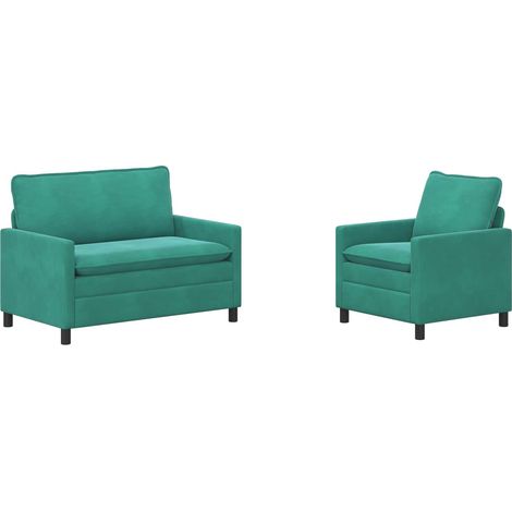 Ensemble de Canapés 2 pcs Turquoise Velours vidaXL (1/5)