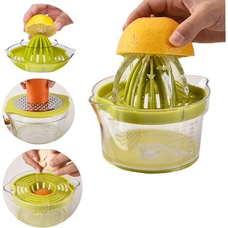 Presse-fruits manuel multifonctionnel avec récipient de 400 ml et 2 cnes de presse (1/5)