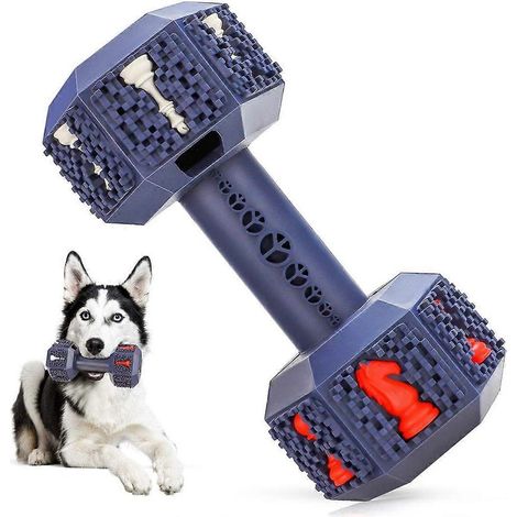 Jouets à mâcher durables SQCLV pour chiens à la mastication intense. Jouets interactifs indestructibles pour l'entraînement et le nettoyage des dents. En caoutchouc naturel, saveur bacon. (1/5)