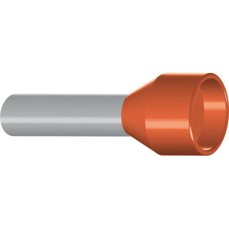 Embout de câblage isolé pour fil souple section 4mm² - orange - collerette isolante - Sachet de 100 pièces