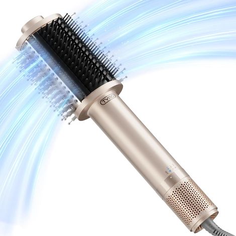 Brosse Soufflante Chauffante, One-Step Sèche-cheveux et Brosse Volume, Brushing Peigne Ionique 5 en 1 avec Moteur Turbo Pour Séchage Rapide et Doux, Lisser, Boucler, Créer du Volume, Or (1/5)