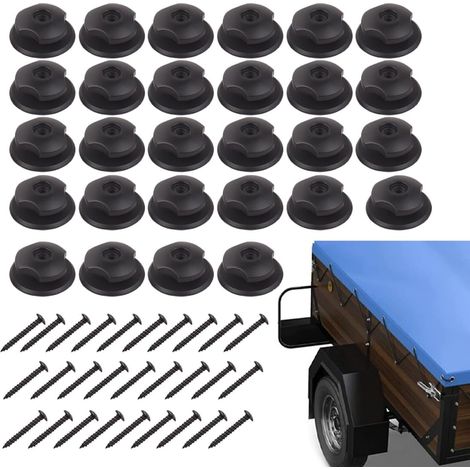 28 x Heavy Duty Hard Plastic Tarpaulin Hooks and Knobs for Tarpaulin Hooks, Tarpaulin Fasteners, Trailer Attachments, Trailers, Netting, Vehicles, Boot and Tarpaulin (1/5)
