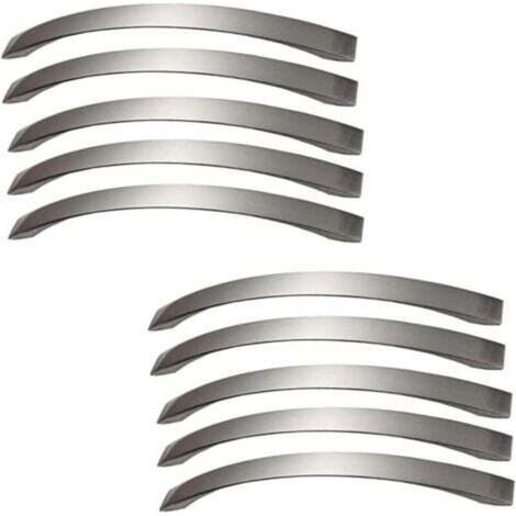 Set di 10 maniglie per mobili da cucina, in lega di alluminio spazzolato, adatte per armadi, cassetti e guardaroba (interasse 160 mm).