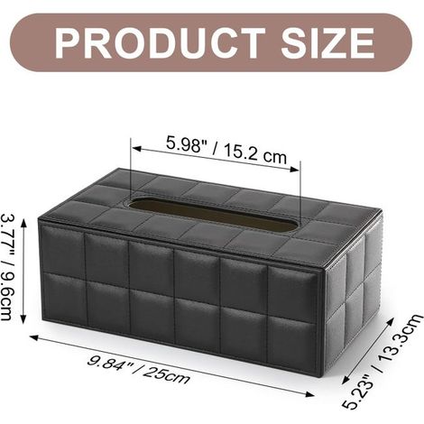 Scatola per fazzoletti rettangolare in pelle (nera) (1/4)