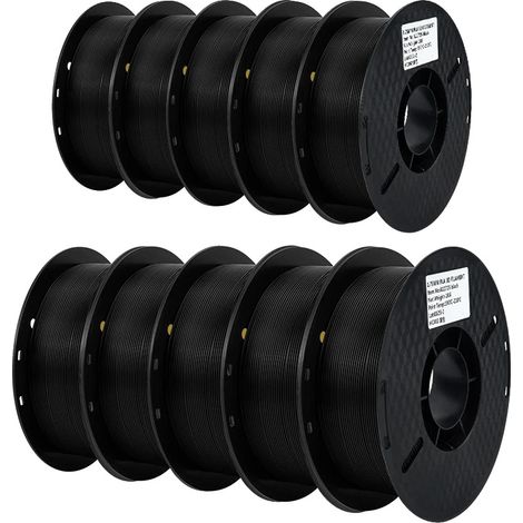 PLA-Filament für 3D-Drucker, 1,75 mm Durchmesser, 1 kg Rolle, 10 kg PLA Schwarz (1/2)